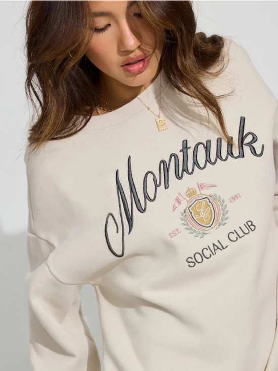 Garage Tops - Garage Beige "Montauk Social Club" Crewneck Sweatshirt